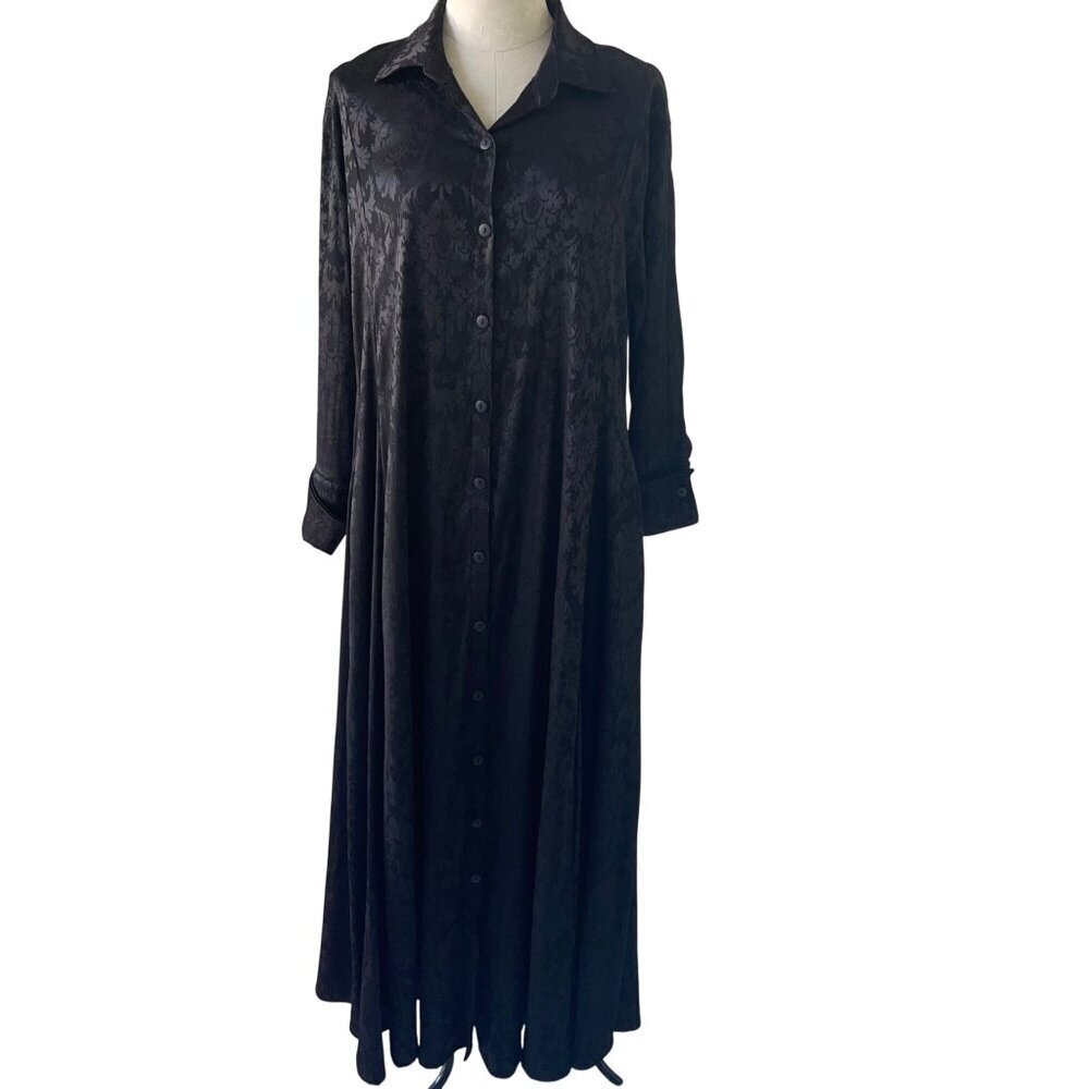 Margaux Vintage Womens Dress One Size Black Maxi Floral Embossed A Line